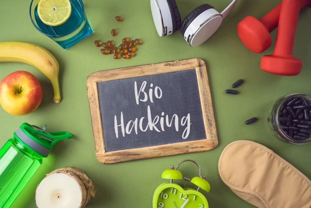 poster for  biohacking for beginners, longevity tips